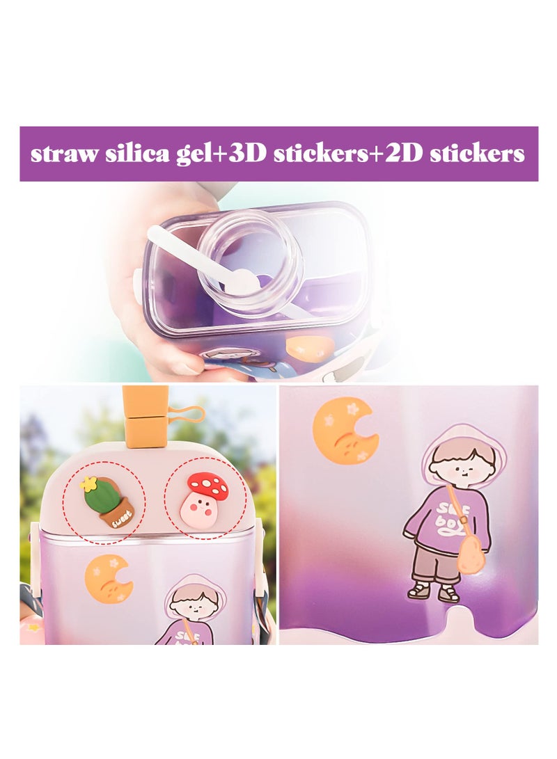 Ice Cream Popsicle Cups, Juice Drinking Cups Lovely 3D Sticker Ice Cream Bar Water Bottles with BPA-Free Straws Adjustable Shoulder Strap for Boys Girls Adult Sports Bottles - Image 5